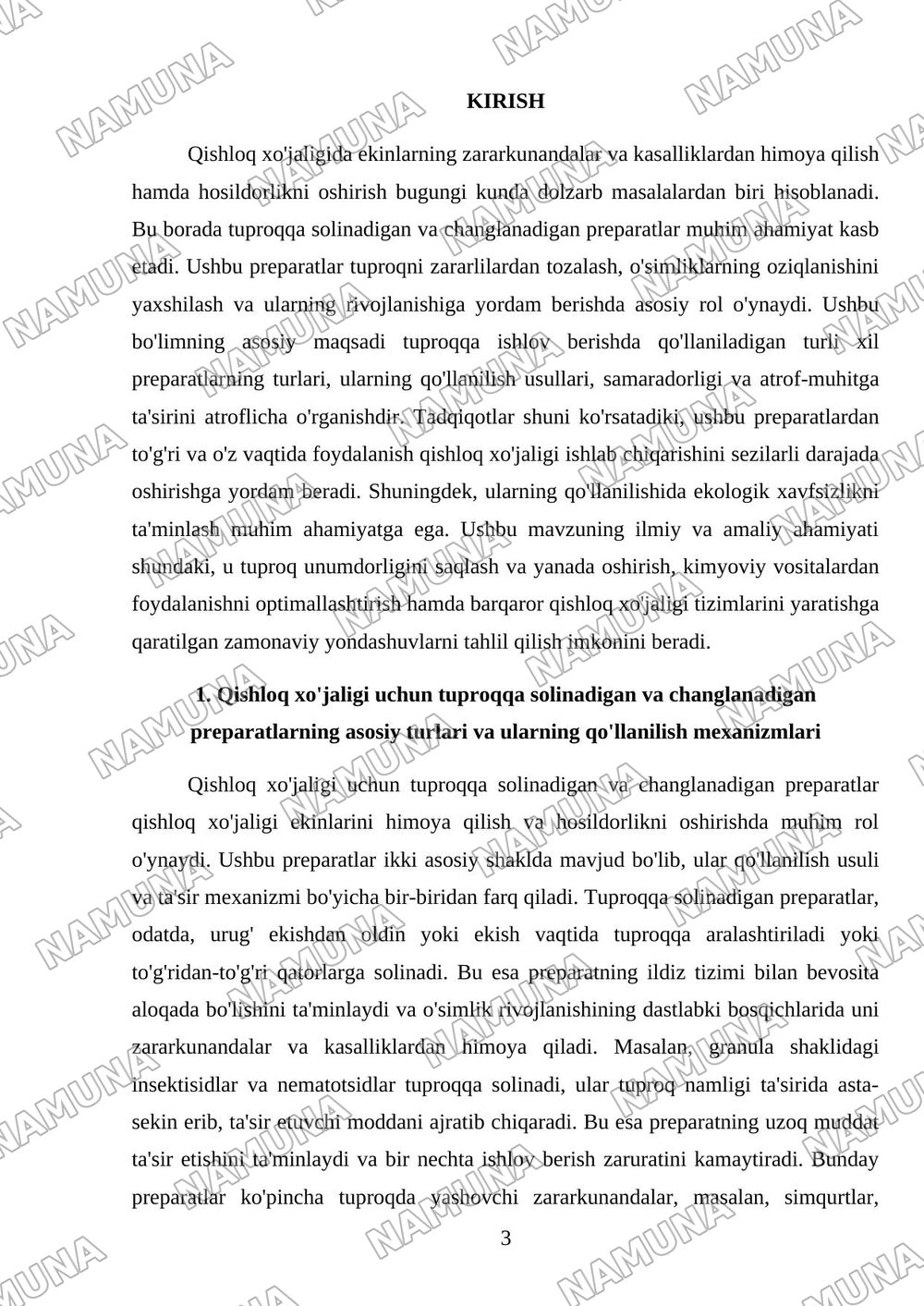 Tuproqqa solinadigan va changlanadi preparat shakllari shu mavzu 15varakdan kam bolmasin — mustaqil ish, 3-varaq