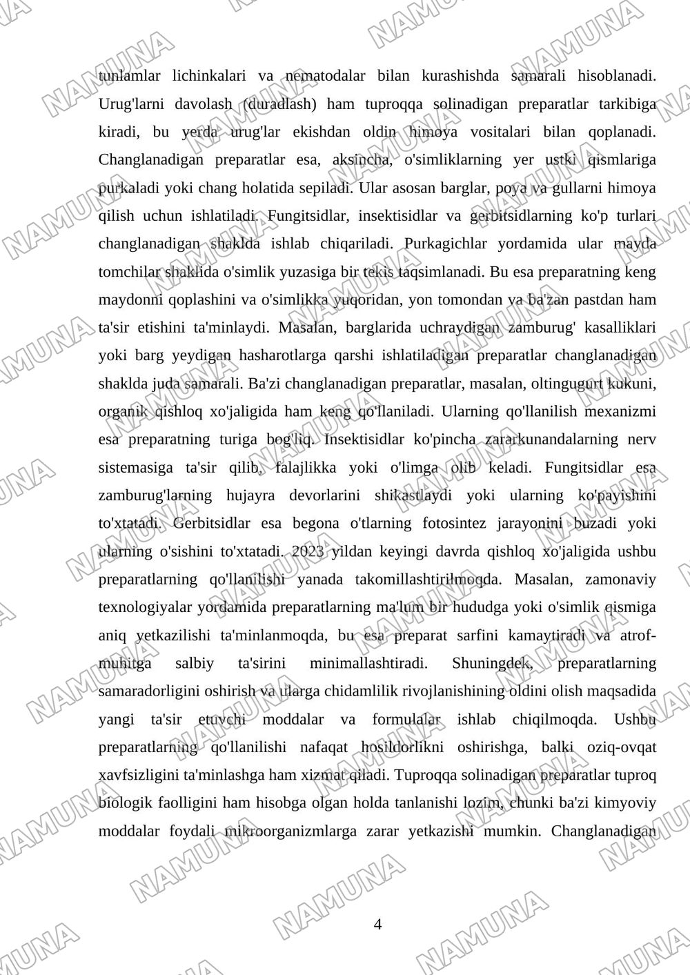 Tuproqqa solinadigan va changlanadi preparat shakllari shu mavzu 15varakdan kam bolmasin — mustaqil ish, 4-varaq