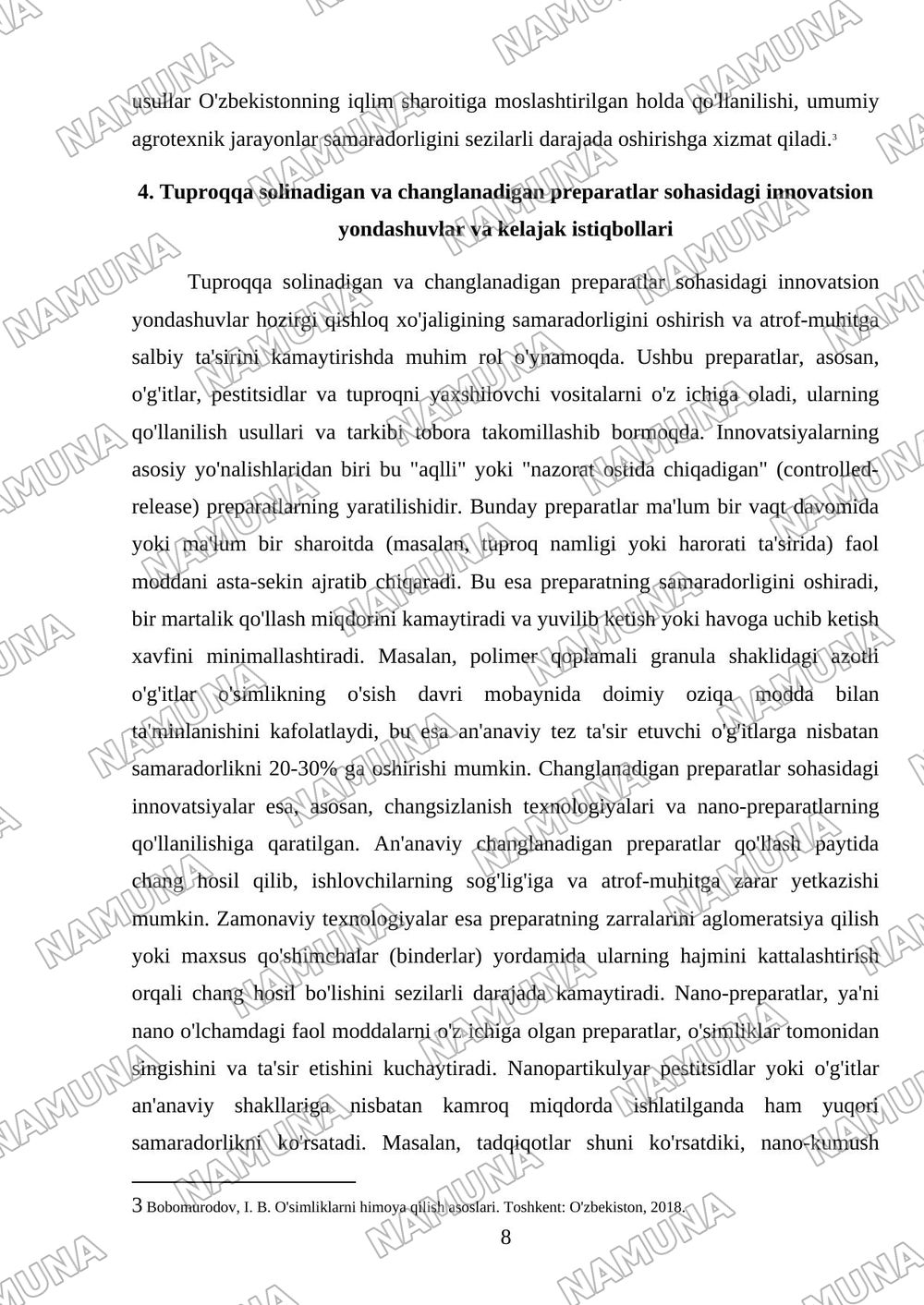 Tuproqqa solinadigan va changlanadi preparat shakllari shu mavzu 15varakdan kam bolmasin — mustaqil ish, 8-varaq