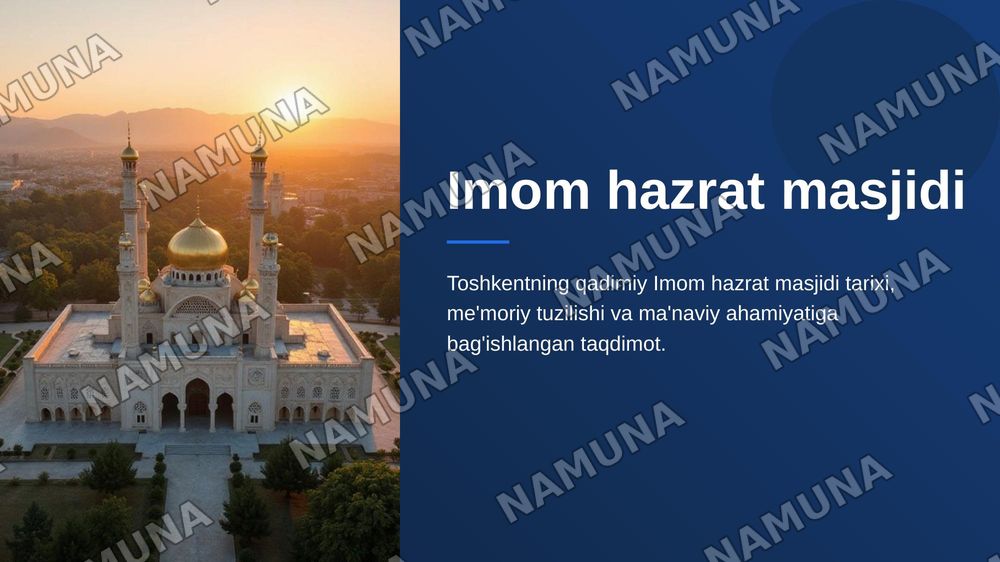 Imom hazrat masjidi — zamonaviy taqdimot, 1-slayd