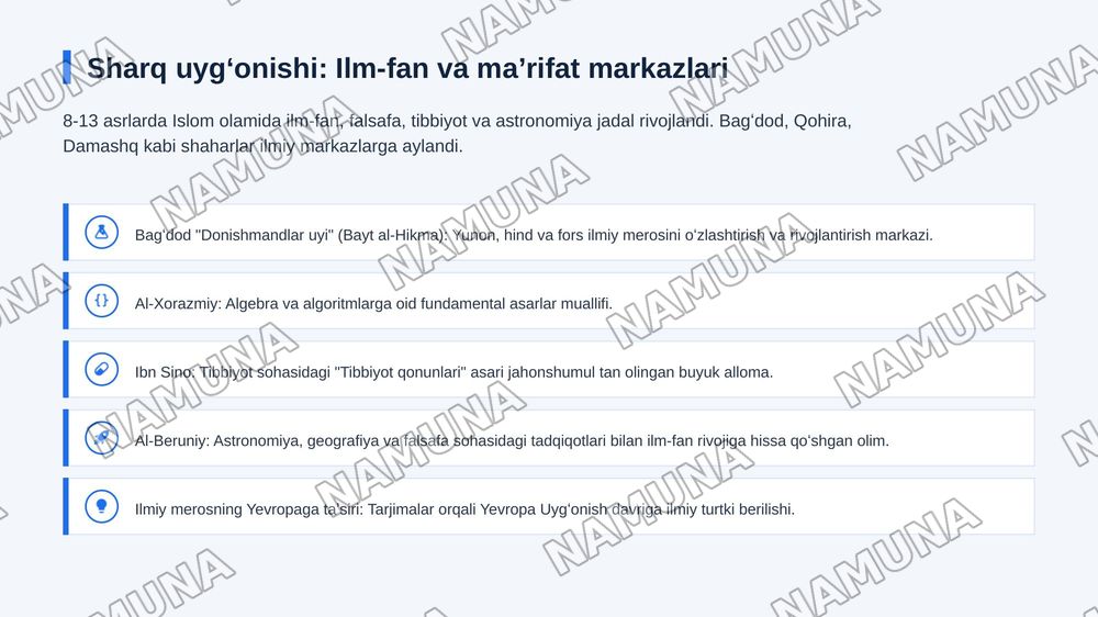 Sharq va Yevropa uygʻonishi — zamonaviy taqdimot, 4-slayd