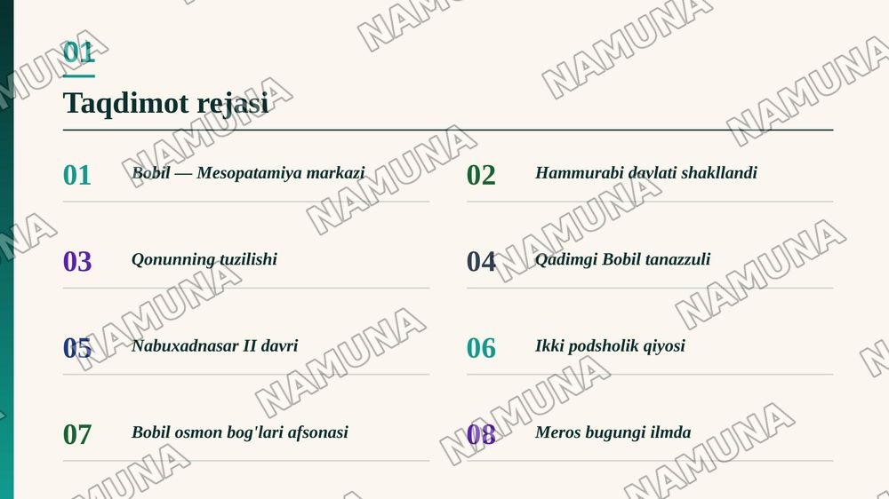 Qadimgi Bobil podsholigi (mil. avv. XIX–XVI asrlar) va mil. avv. II mingyillik oxiri — I mingyillik boshlarida Yangi Bobil podsholigi. — zamonaviy taqdimot, 2-slayd