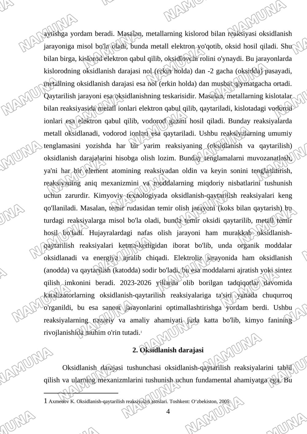 Oksidlanish-qaytarilish reaksiyalari — mustaqil ish, 4-varaq
