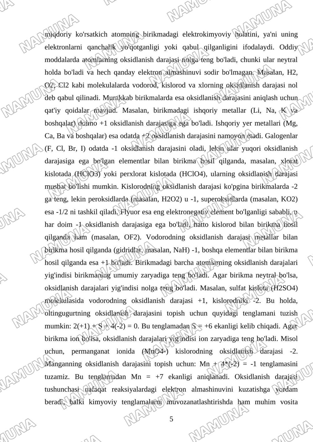Oksidlanish-qaytarilish reaksiyalari — mustaqil ish, 5-varaq