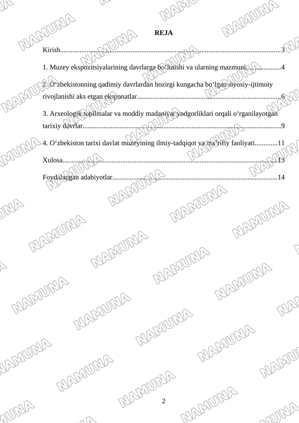 Oʻzbekiston tarixi davlat muzeyi — mustaqil ish, 2-varaq