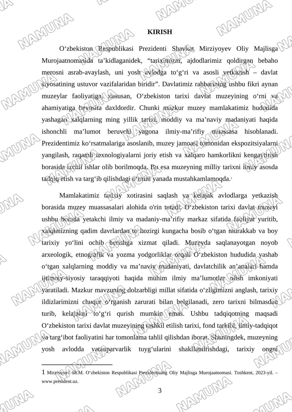 Oʻzbekiston tarixi davlat muzeyi — mustaqil ish, 3-varaq
