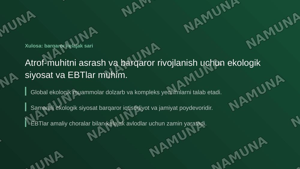 Ekologik siyosat va Ekologik boshqaruv tizimlari — zamonaviy taqdimot, 7-slayd