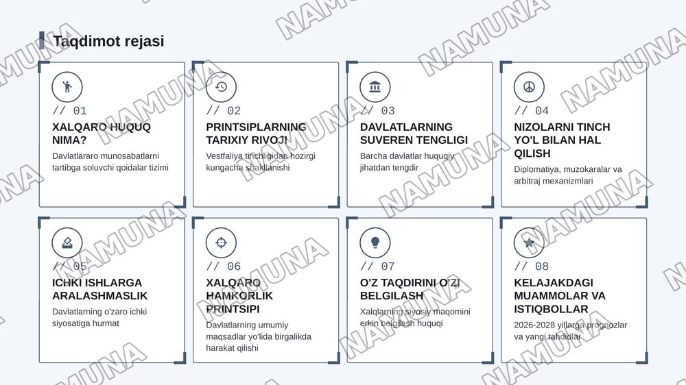 Xarqaro huquq pirinsiplari — zamonaviy taqdimot, 2-slayd