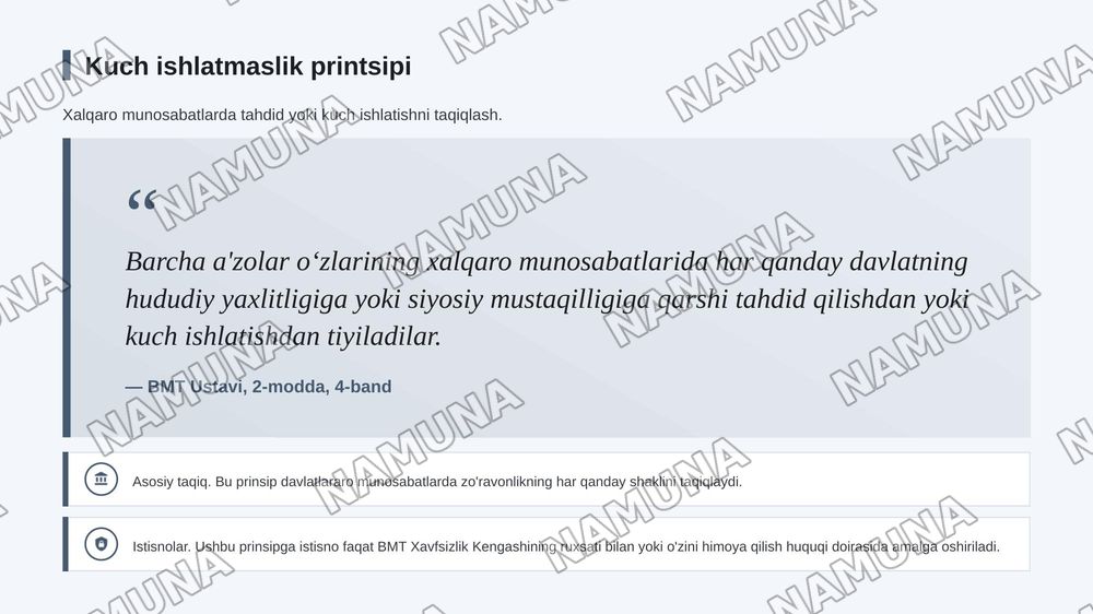 Xarqaro huquq pirinsiplari — zamonaviy taqdimot, 8-slayd