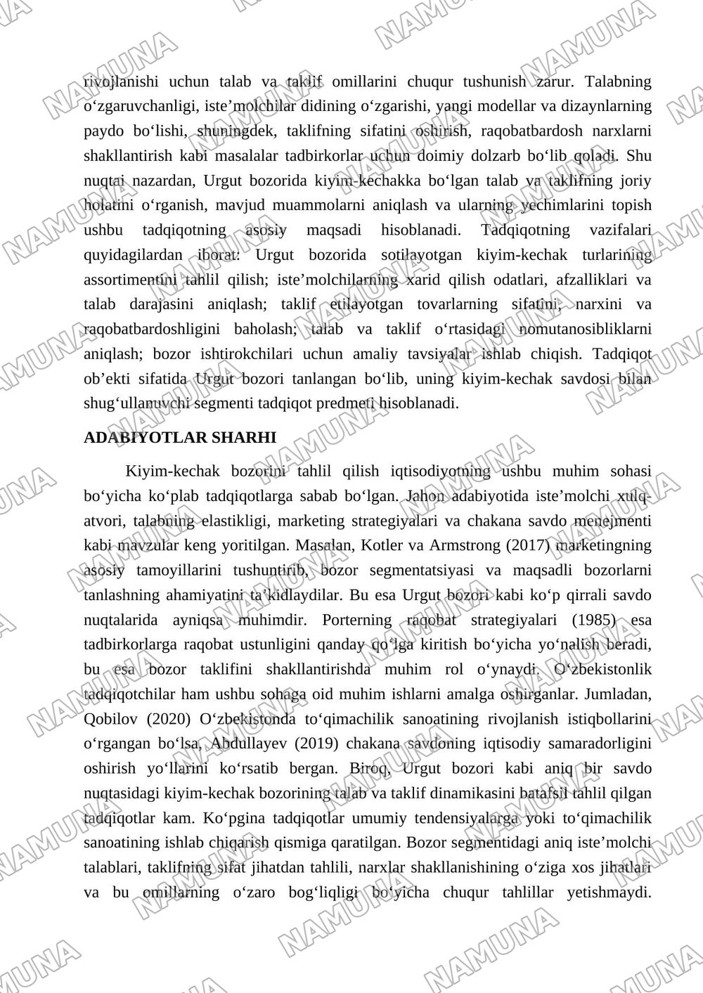 URGUT BOZORIDA KIYIMGA BOʻLGAN TALAB VA TAKLIF TAHLILI — maqola, 2-varaq