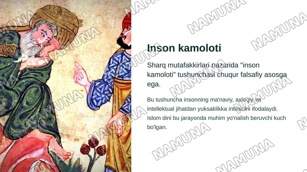 Sharq mutafakkirlarning inson kamolatiga Islom dining tasiri haqidagi g’oyalar — zamonaviy taqdimot, 3-slayd
