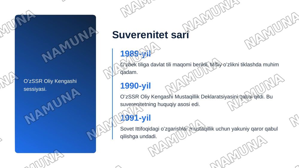 Mustaqil Oʻzbekiston Respublikasining tashkil topishi va uning tarixiy ahamiyati. — zamonaviy taqdimot, 4-slayd