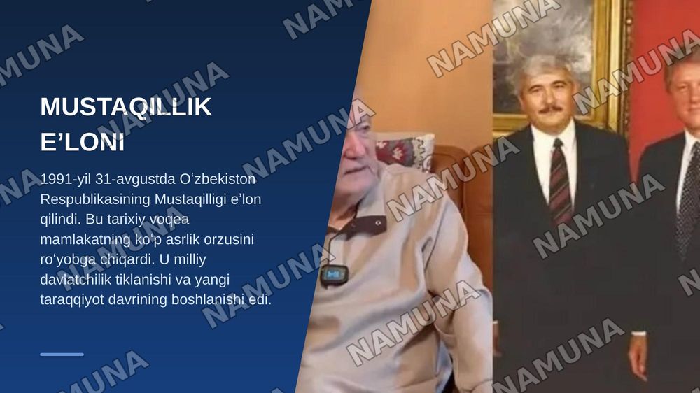 Mustaqil Oʻzbekiston Respublikasining tashkil topishi va uning tarixiy ahamiyati. — zamonaviy taqdimot, 5-slayd