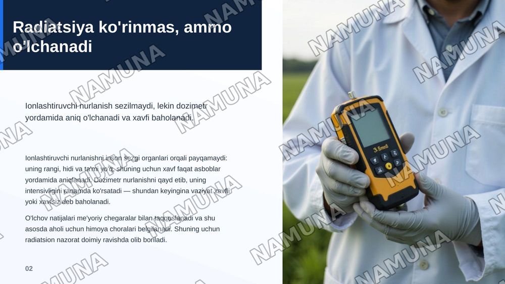 Joylarning radiatsion ifloslanishi, radiatsion vaziyatni
baholash va aholini radiatsiyadan himoya qilish — zamonaviy taqdimot, 3-slayd