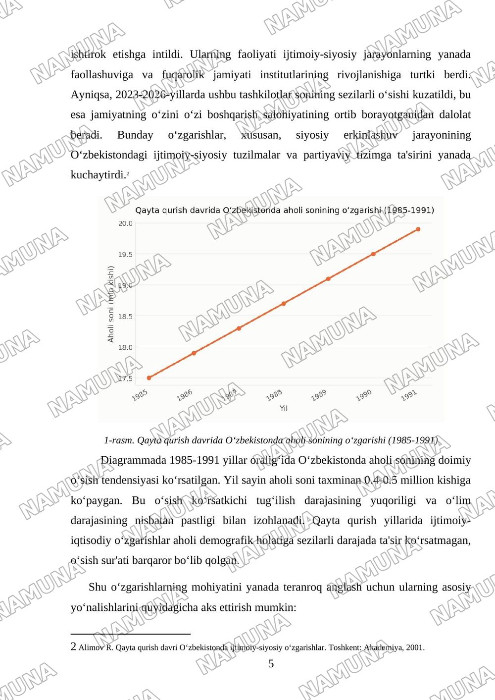 Qayta qurish yillarida o‘lkamizda ijtimoiy siyosiy hayot. — mustaqil ish, 5-varaq