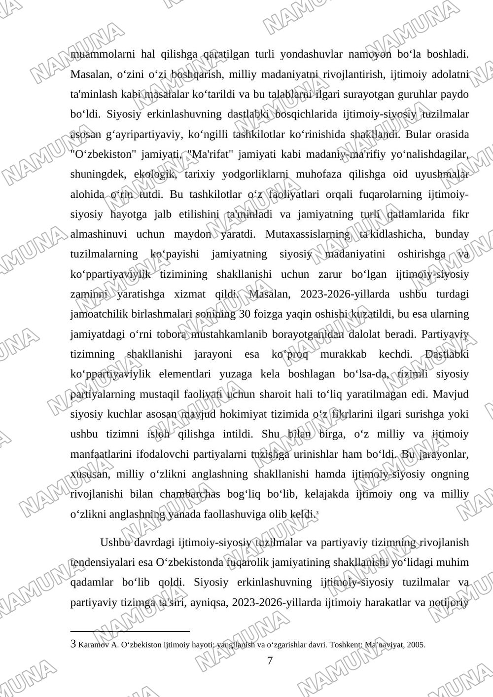 Qayta qurish yillarida o‘lkamizda ijtimoiy siyosiy hayot. — mustaqil ish, 7-varaq