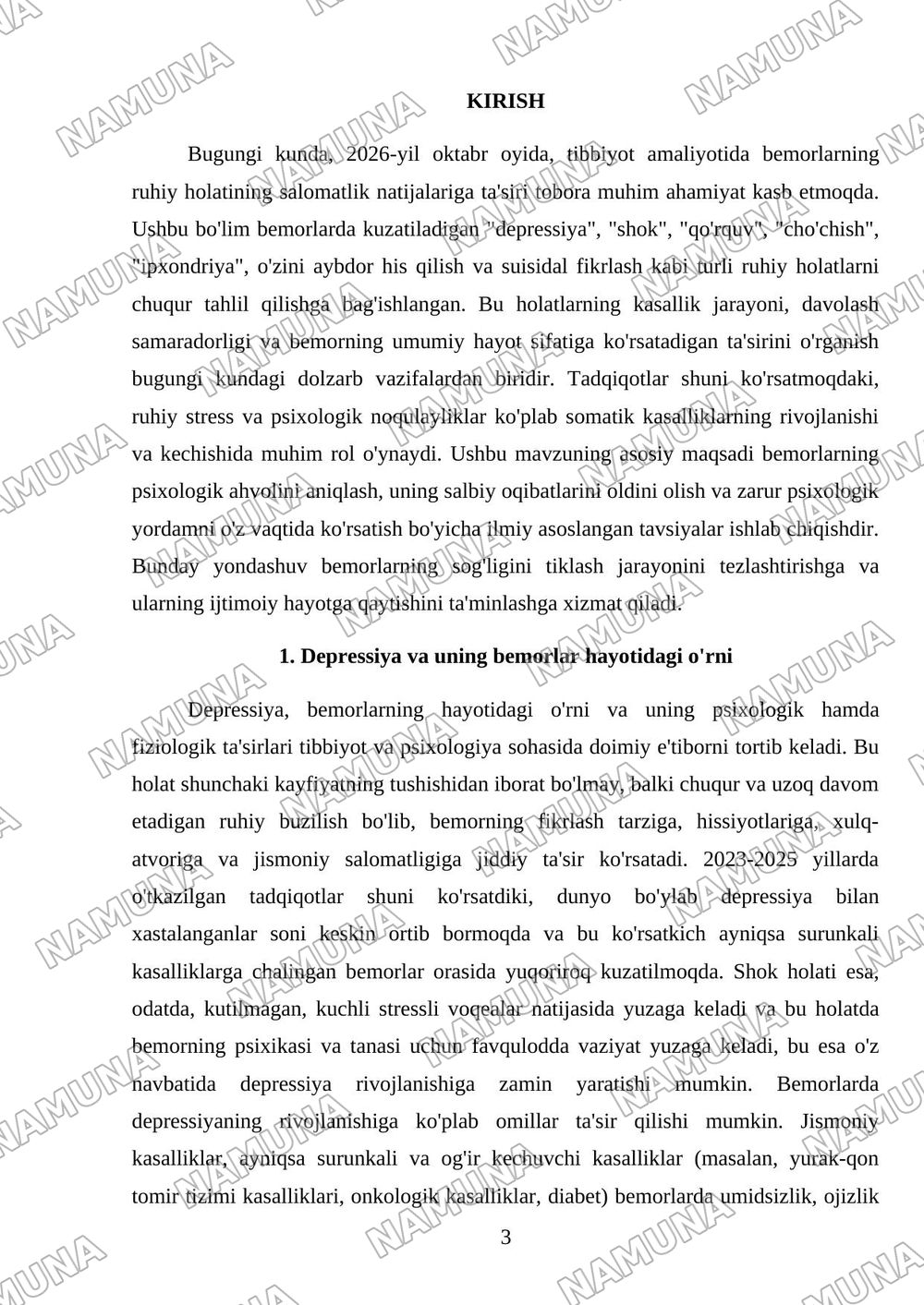 Bemorlarning ruhiy holati “Depressiya”, “shok” Qo’rquv cho’chish ipxondriya,o’zini aybdor his qilish suyistidal fikrlash h.k — mustaqil ish, 3-varaq