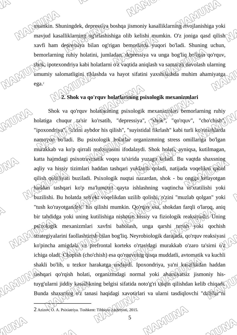 Bemorlarning ruhiy holati “Depressiya”, “shok” Qo’rquv cho’chish ipxondriya,o’zini aybdor his qilish suyistidal fikrlash h.k — mustaqil ish, 5-varaq