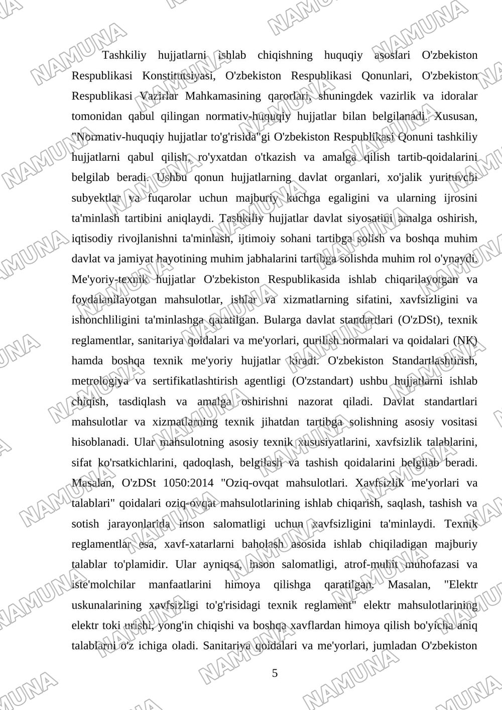 Tashkiliy hujjatlar — mustaqil ish, 5-varaq