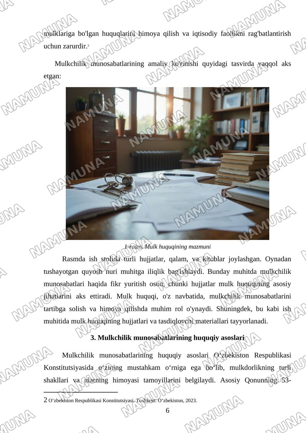 Mulkchilik munosabatlari — mustaqil ish, 6-varaq