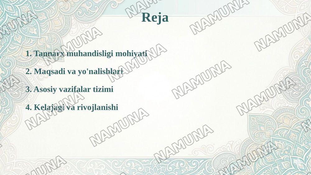 Tannarx muhandisligining mazmuni, maqsadi va asosiy vazifalari. — taqdimot, 2-slayd