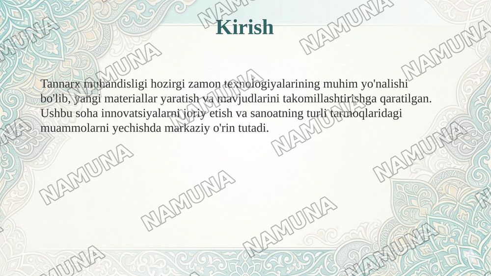 Tannarx muhandisligining mazmuni, maqsadi va asosiy vazifalari. — taqdimot, 3-slayd