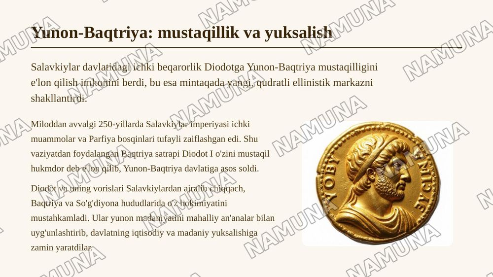 Salavkiylar va Yunon-Baqtriya davlati — zamonaviy taqdimot, 5-slayd