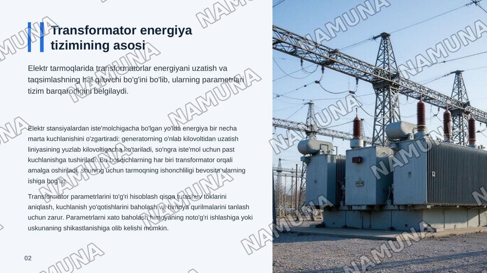 KELTIRILGAN IKKILAMCHI CHULG’AM PARAMETRLARI.
TRANSFORMATORLARNI ALMASHTIRISH SXEMALARI — zamonaviy taqdimot, 3-slayd