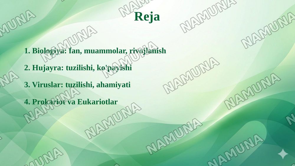 HUJAYRA VA TO‘QIMA DARAJASIDAGI BIOLOGIK
JARAYONLAR VA UNING ZAMONAVIY BIOTEXNOLOGIYADAGI
AHAMIYATI — taqdimot, 2-slayd