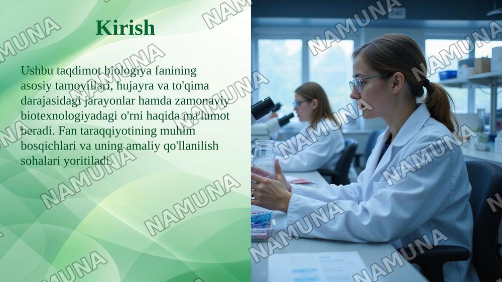 HUJAYRA VA TO‘QIMA DARAJASIDAGI BIOLOGIK
JARAYONLAR VA UNING ZAMONAVIY BIOTEXNOLOGIYADAGI
AHAMIYATI — taqdimot, 3-slayd