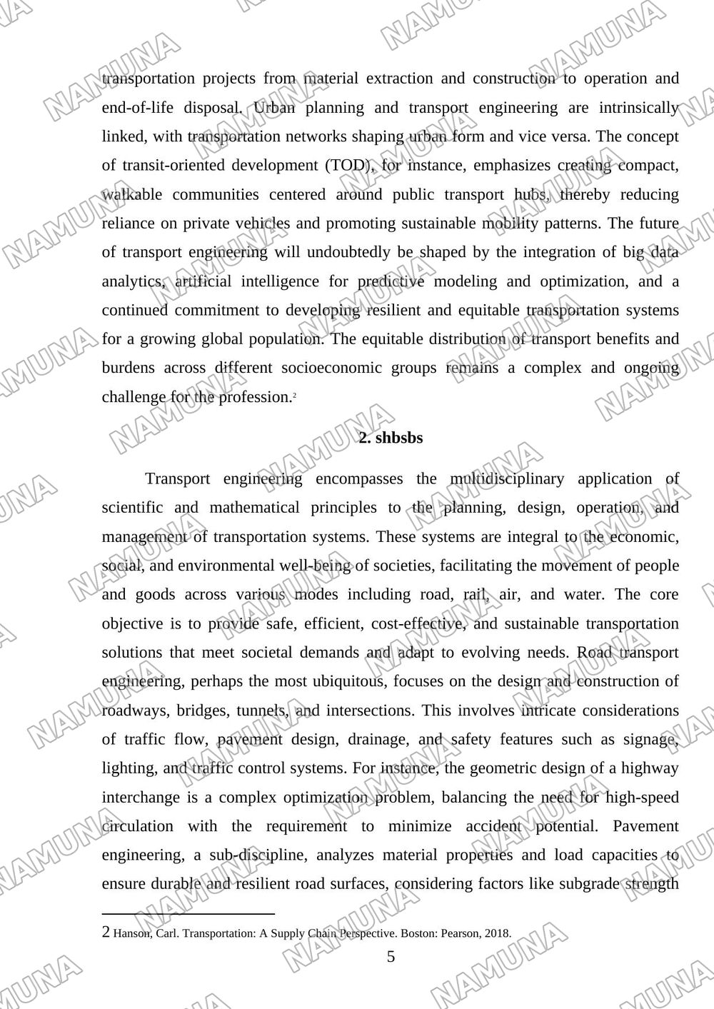 Transport Engineering — referat, 5-varaq