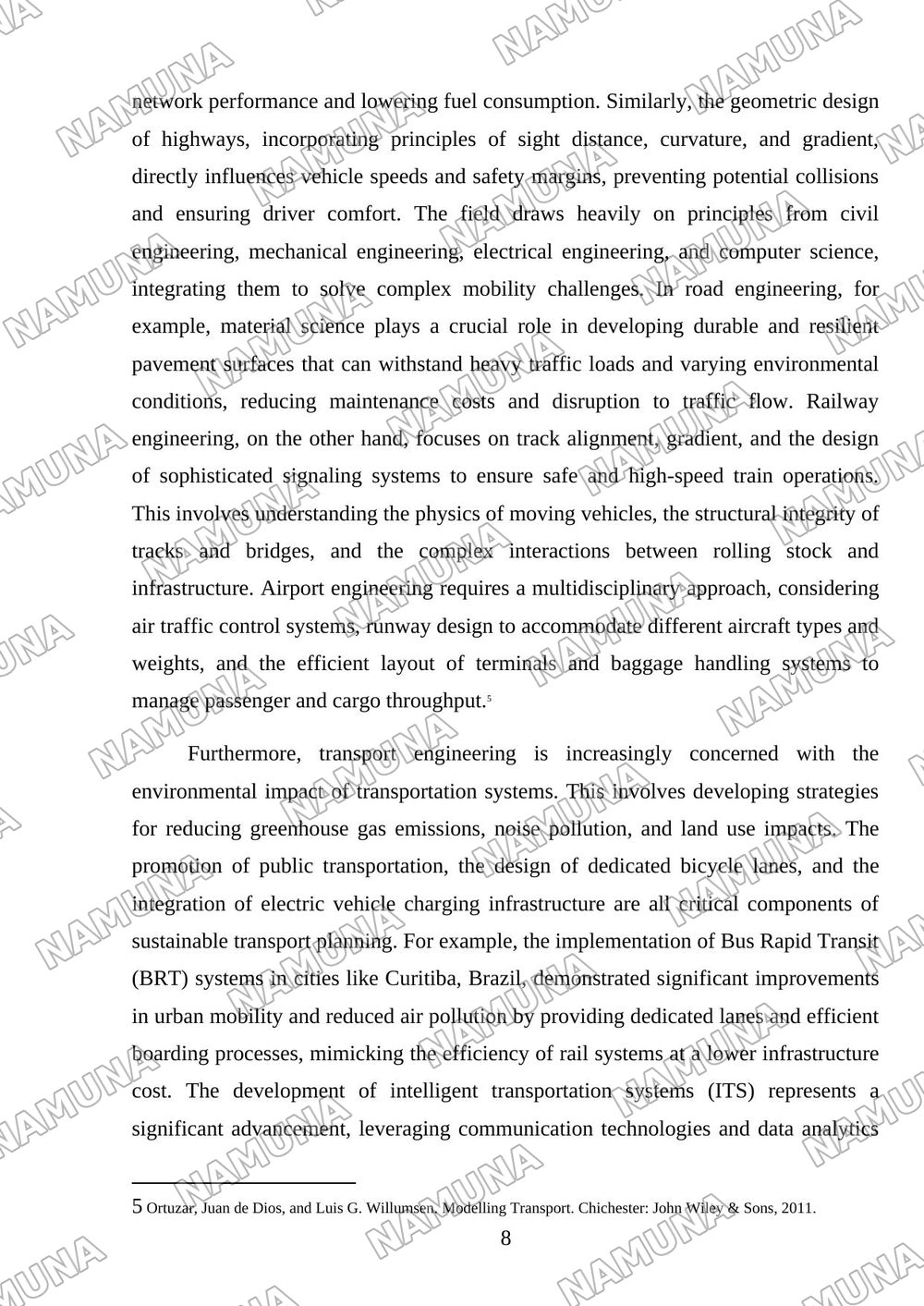 Transport Engineering — referat, 8-varaq