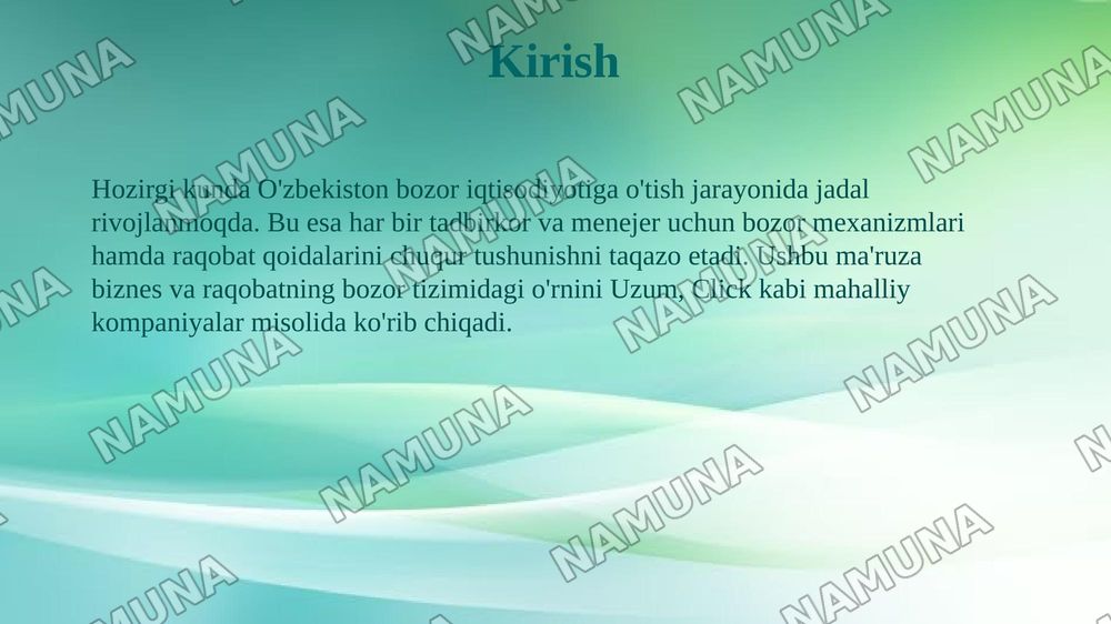 Bozor tizimida biznes  va  raqobat  tushunchasi — taqdimot, 3-slayd