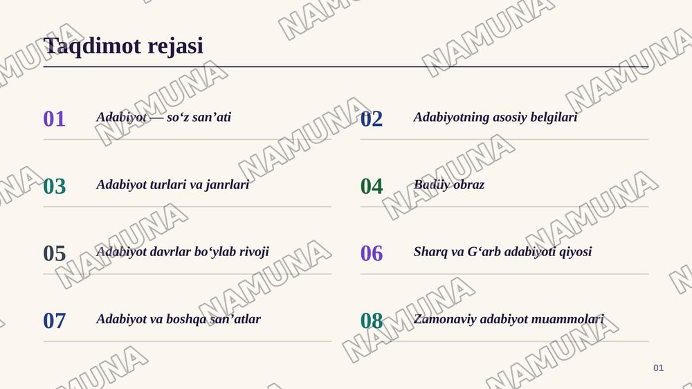 Adabiyotning umumiy xususiyatlari — zamonaviy taqdimot, 2-slayd