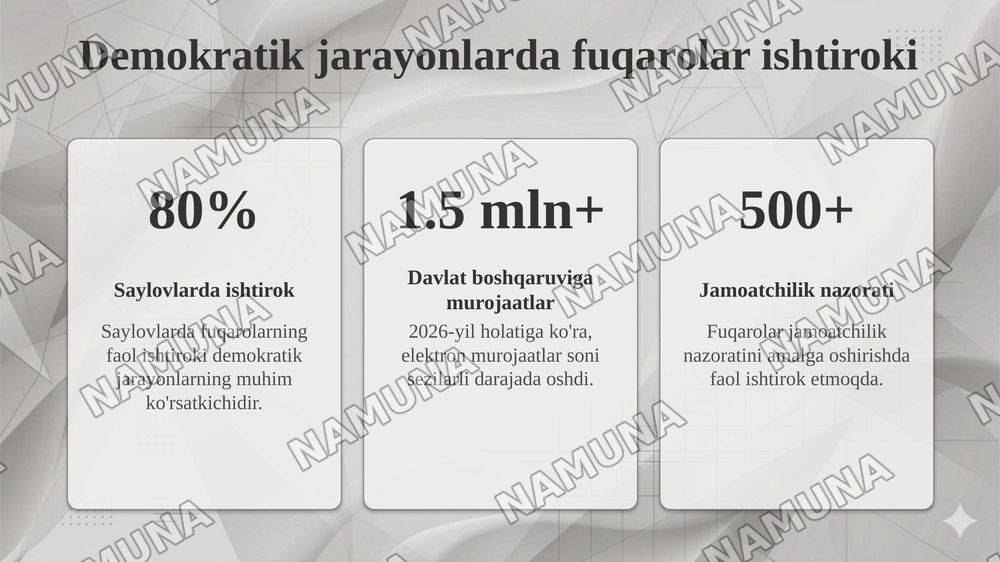 O‘zbekistonda demokratik, fuqarolik jamiyati asoslarining shakllanishi, amalga oshirilgan siyosiy islohotlar — taqdimot, 8-slayd