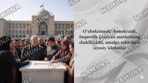 O‘zbekistonda demokratik, fuqarolik jamiyati asoslarining shakllanishi, amalga oshirilgan siyosiy islohotlar — taqdimot