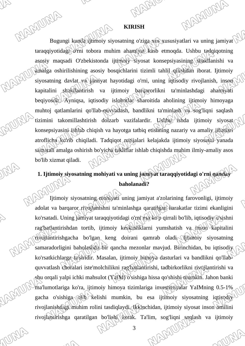 Ijtimoiy siyosat konsepsiyasi: asosiy bosqichlar uni amalga oshirish — mustaqil ish, 3-varaq