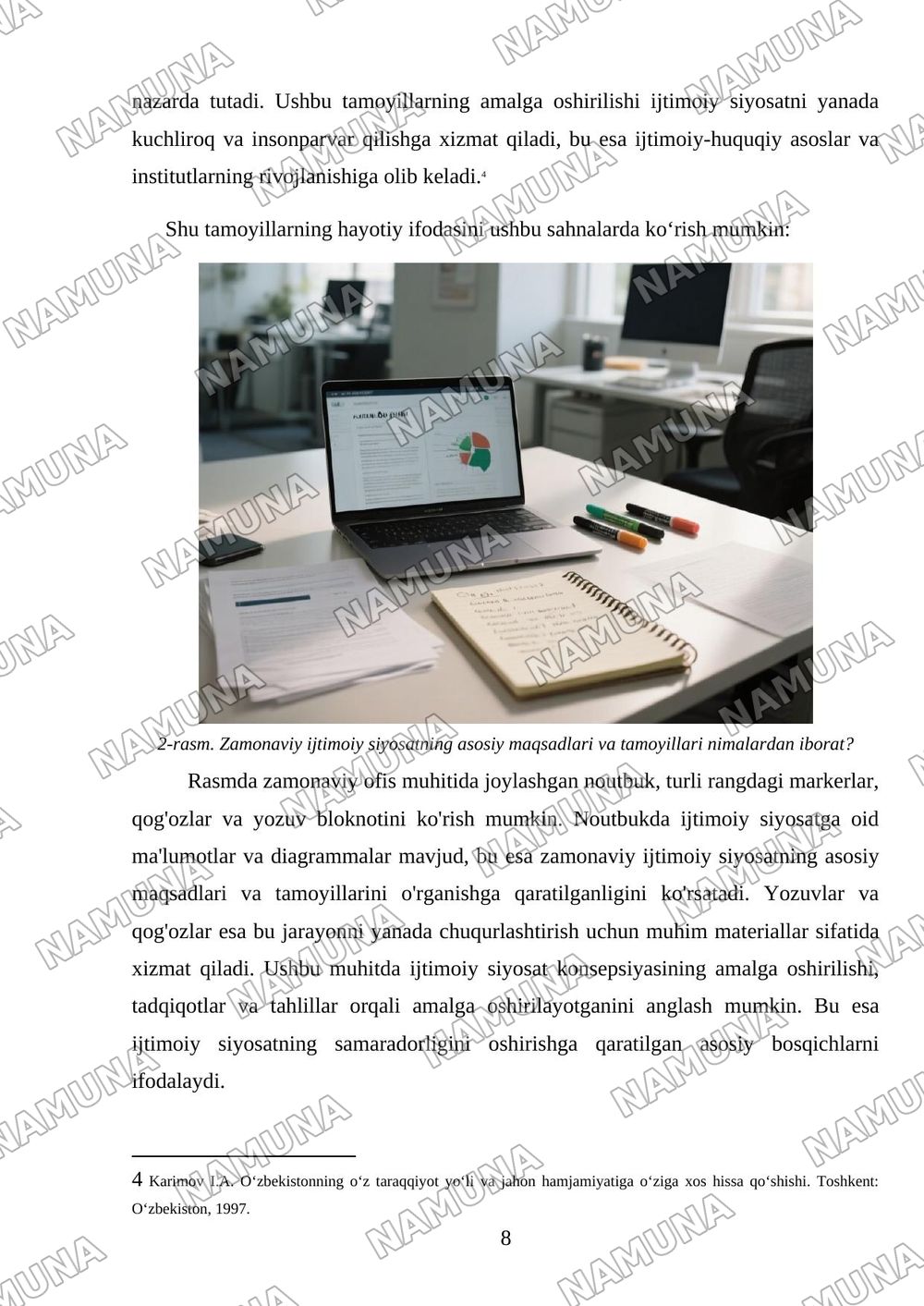 Ijtimoiy siyosat konsepsiyasi: asosiy bosqichlar uni amalga oshirish — mustaqil ish, 8-varaq