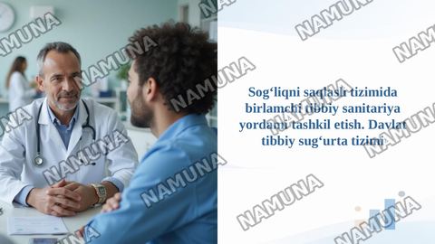 Sogʻliqni saqlash tizimida birlamchi tibbiy sanitariya yordami tashkil etish. Davlat tibbiy sugʻurta tizimi — taqdimot