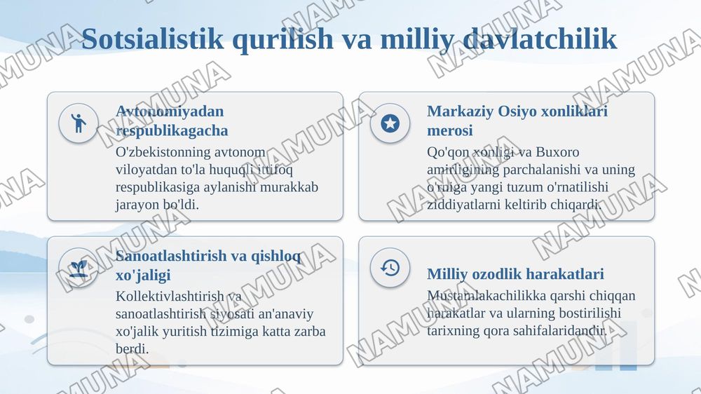 XX asr O‘zbekiston tarixidagi ziddiyatli jarayonlar — taqdimot, 4-slayd