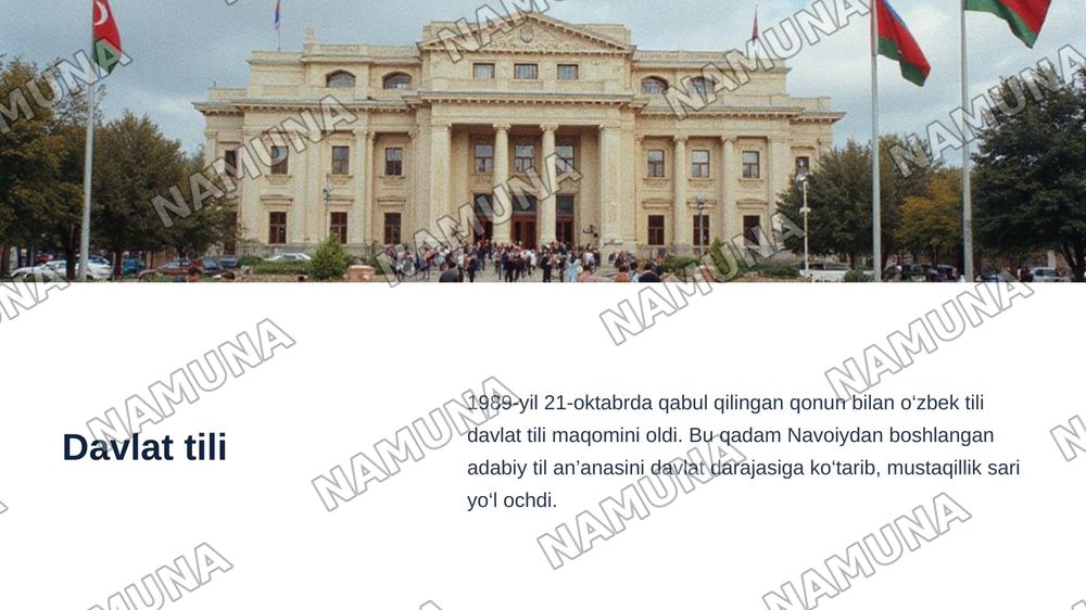 O‘ZBEK TILI — MILLIY QADRIYATIMIZ VA MA’NAVIY BOYLIGIMIZ — zamonaviy taqdimot, 8-slayd
