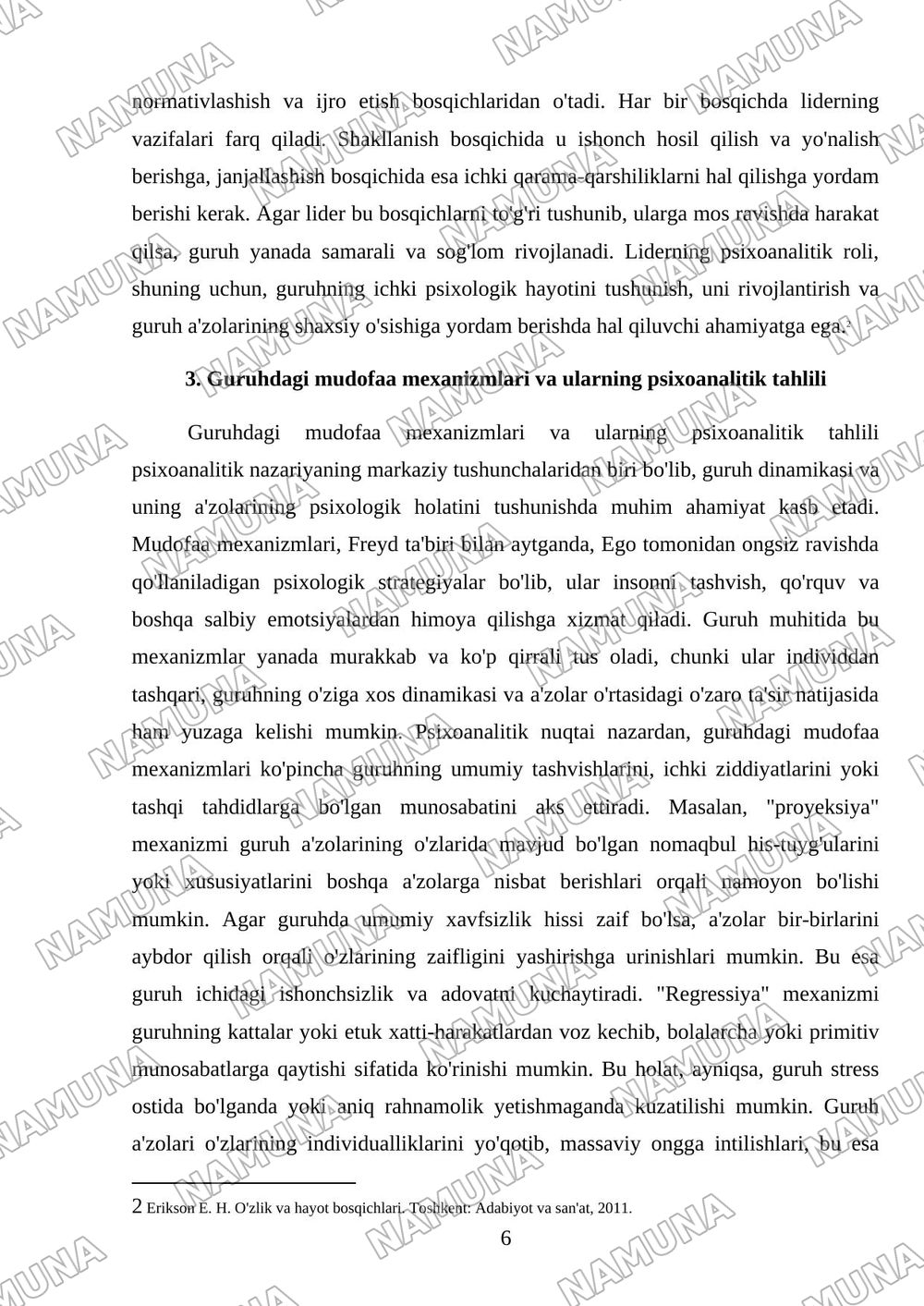 Guruhga psixoanalitik jihatdan yondashuv — mustaqil ish, 6-varaq