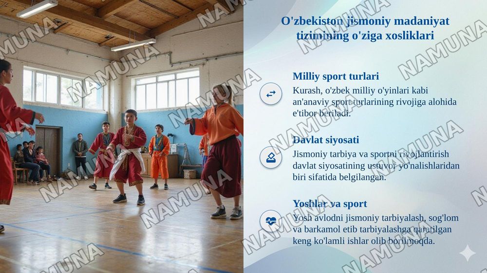 Xorijiy mamlakatlarning jismoniy madaniyat tizimlari va ularni mamlakatimiz jismoniy madaniyat tizimidan farqi — taqdimot, 6-slayd