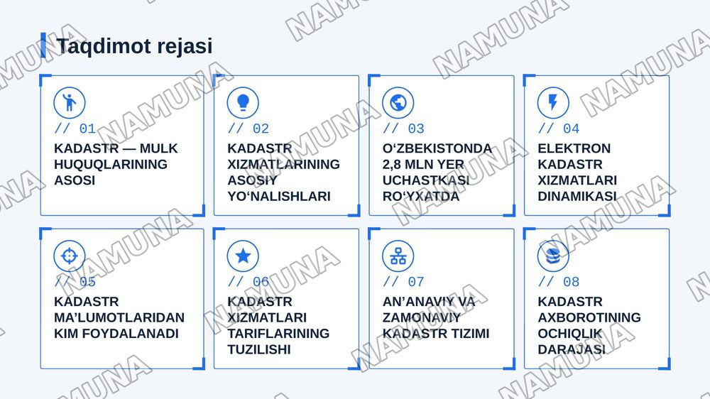 Kadastr sohasidagi davlat xizmatlari — zamonaviy taqdimot, 2-slayd