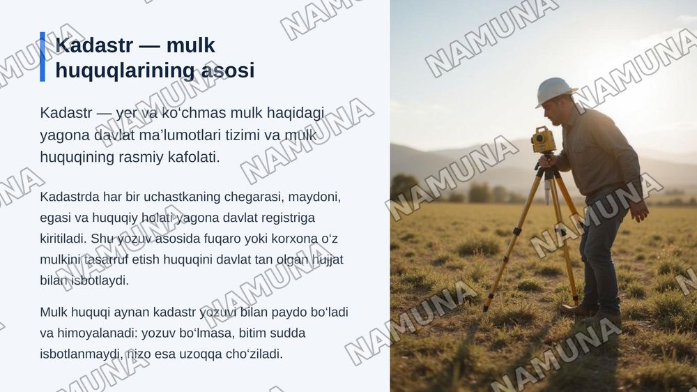 Kadastr sohasidagi davlat xizmatlari — zamonaviy taqdimot, 3-slayd