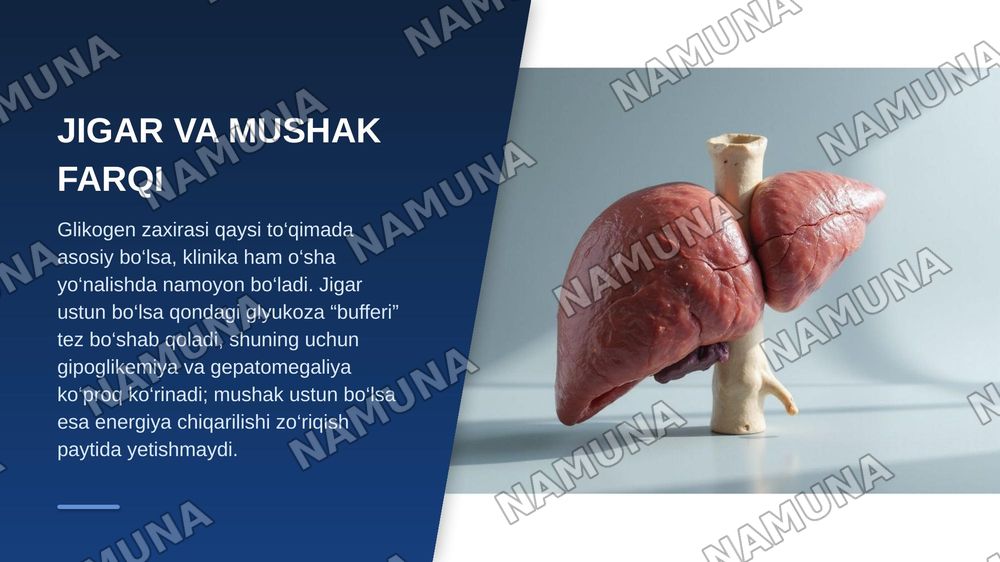 Glikogen kasalliklari (qlikogenoz va aglikogenozlar)
Glyukoza tashuvchilarining tuzilishi, spesifiklig, klinik ahamiyati. — zamonaviy taqdimot, 7-slayd