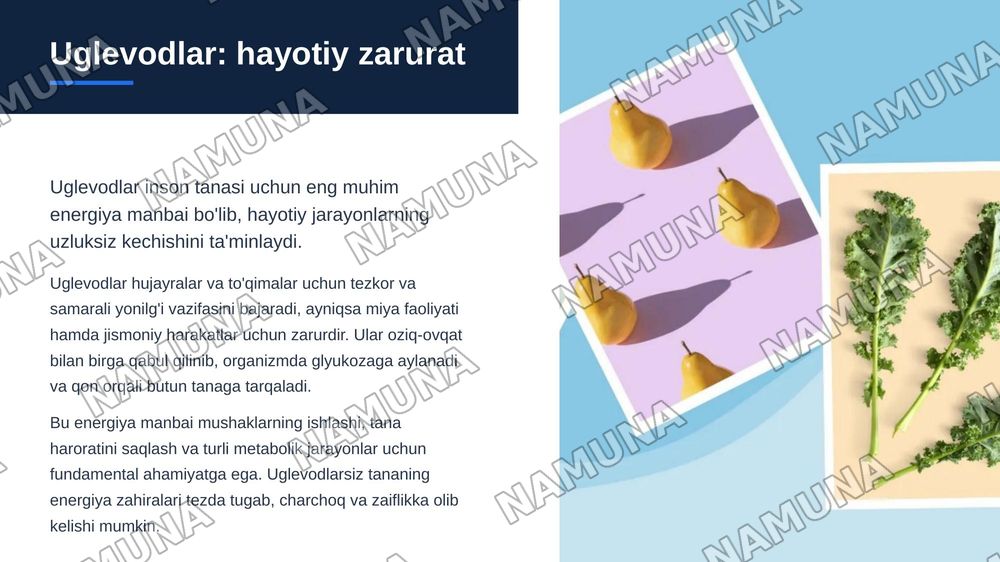 Uglevodlar va ularning ovqatlanishdagi gigiyenik ahamiyati — zamonaviy taqdimot, 3-slayd