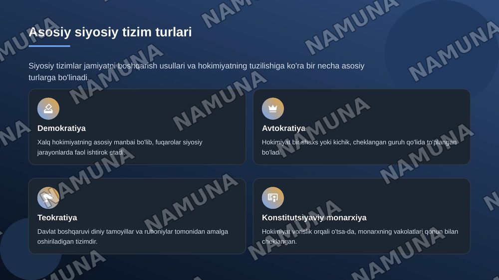 Siyosiy tizimlarning qiyoslanishi — zamonaviy taqdimot, 4-slayd
