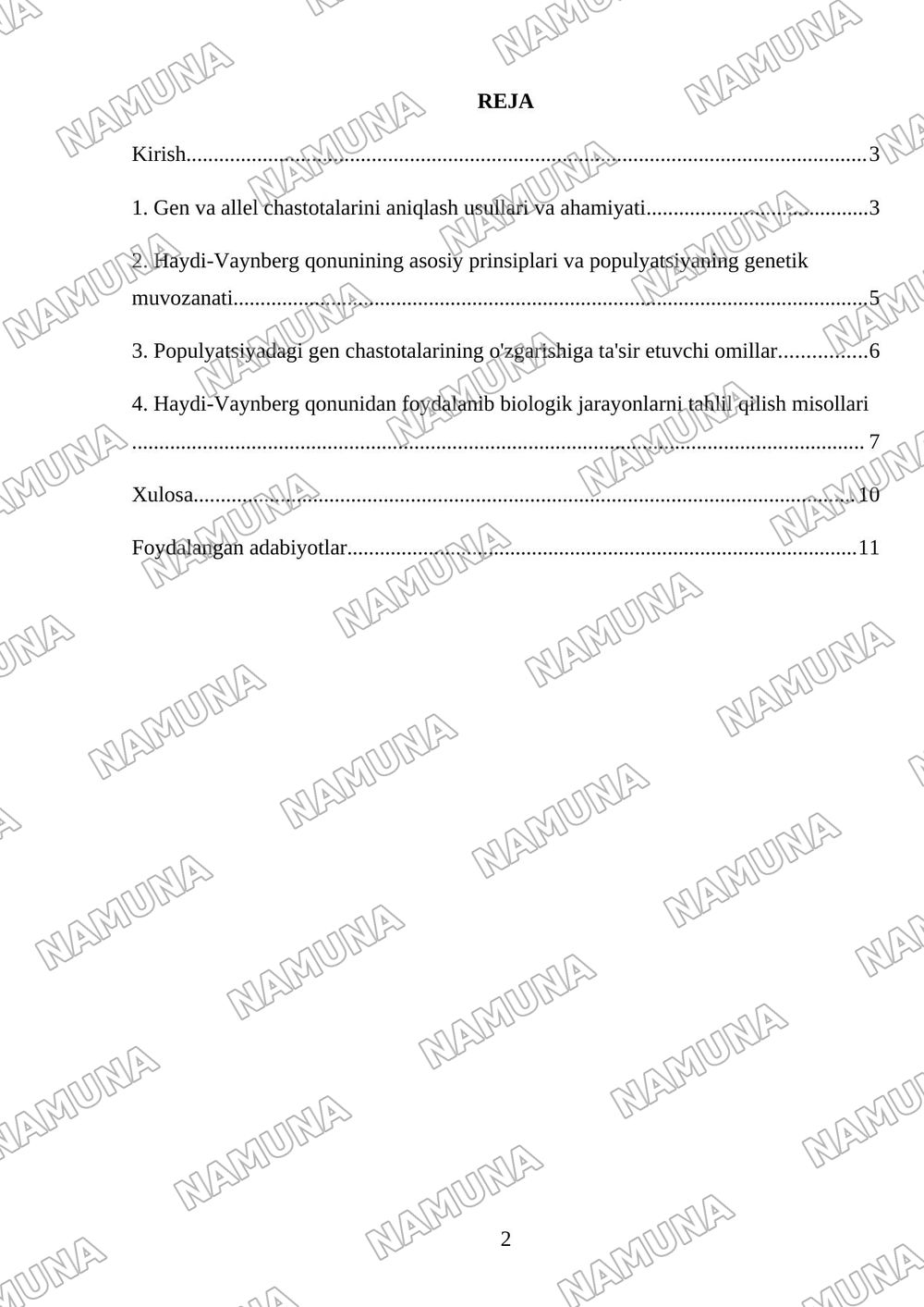 Populyatsiyadagi gen va allellar chastotasini aniqlashga oid topshiriqlar tayyorlash Haydi- Vaynberg qonuni asosida biologik jarayonlarni tahlil qilish — referat, 2-varaq