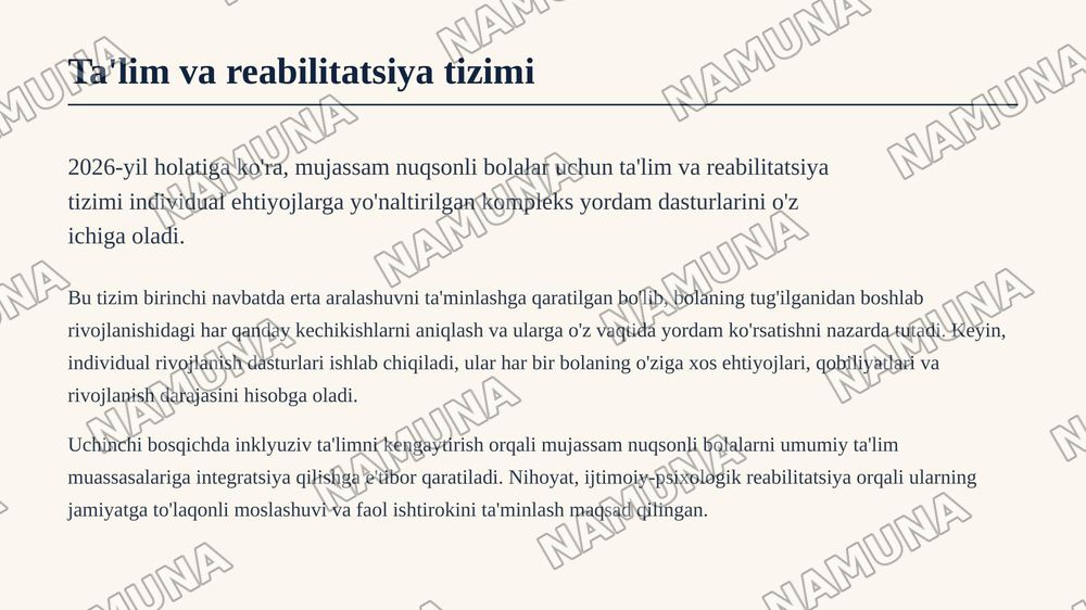 Mujassam nuqsonli bolalar. — zamonaviy taqdimot, 5-slayd